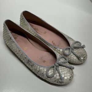 Pretty Ballerinas Rosario Ballet Flats Slip On Flat Shoes Metallic Snake Bow 39